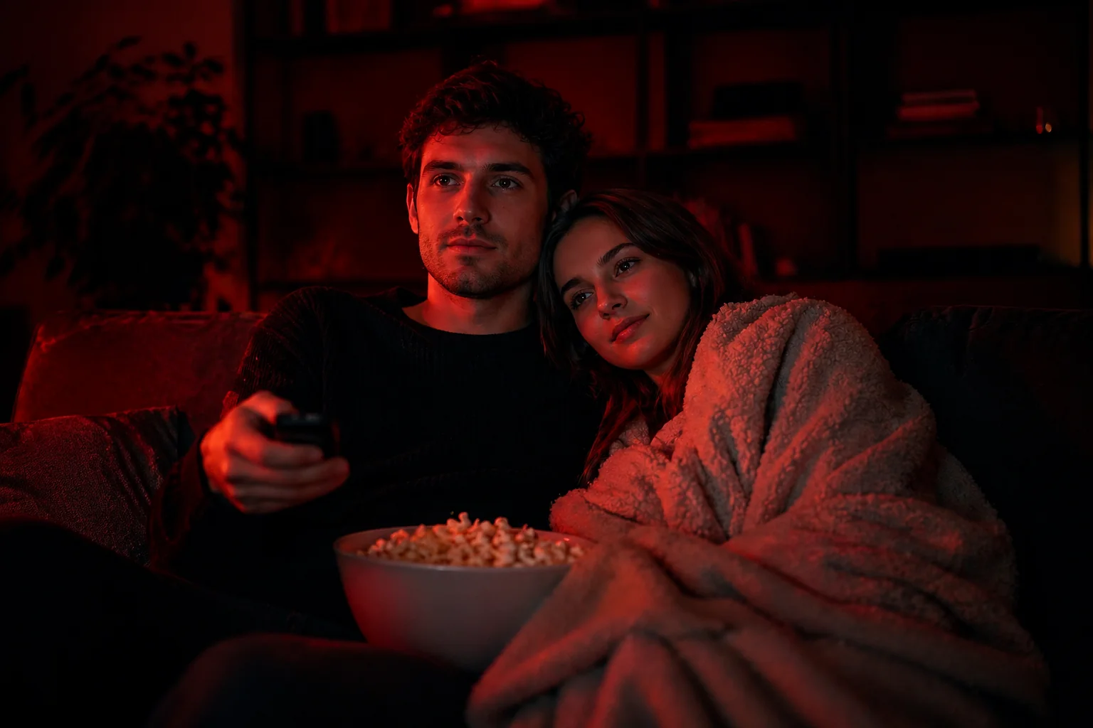 Couple regardant IPTV Neox2 depuis leur canapé